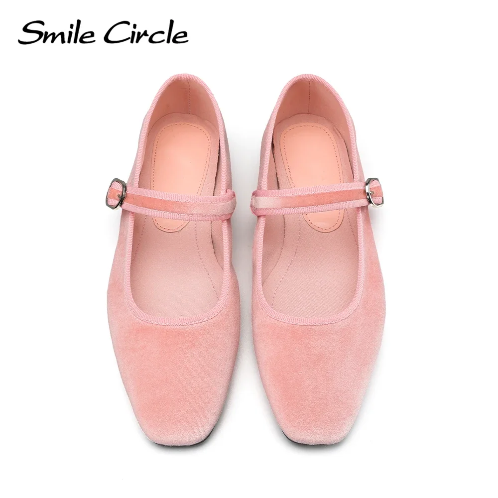 Smile Circle Velvet Mary Jane Ballerinas Damenschuhe Leopardenmuster Bequeme weiche flache Schuhe mit runder Zehenpartie für Damen