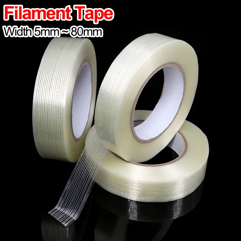 Filament Tape 50m Roll Heavy Duty Single Direction Glass Fiber Reinforced High Tensile Strength Strapping Tape Bundling Packing
