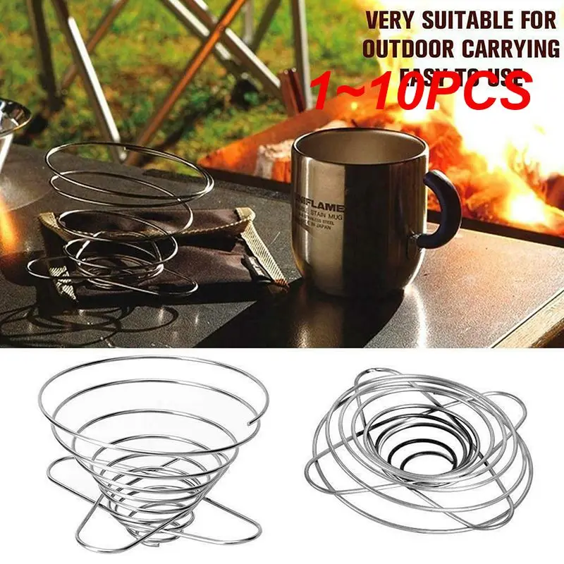 1~10PCS Outdoor Camping Foldable Coffee Filter Cup Spring Travel Portable Mini Espresso Maker Dripper Stainless Steel Drop