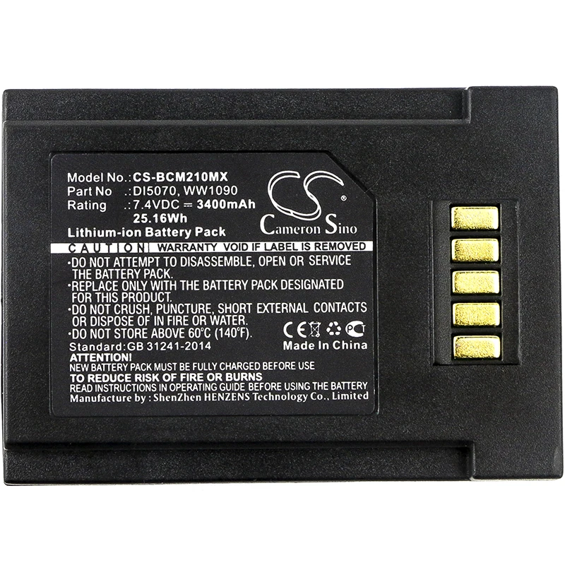 

Li-ion Medical Battery for BCI,7.4v,3400mAh,SpectrO2 Pulse Oximeters,SpectrO2 10,DI5070,WW1090