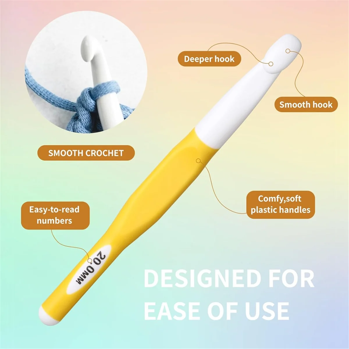 

ABNJ 8 Sizes Big Crochet Hooks Ergonomic Set, Large Crochet Hooks for Chunky Yarn, 6mm - 20mm Large Crochet Hook