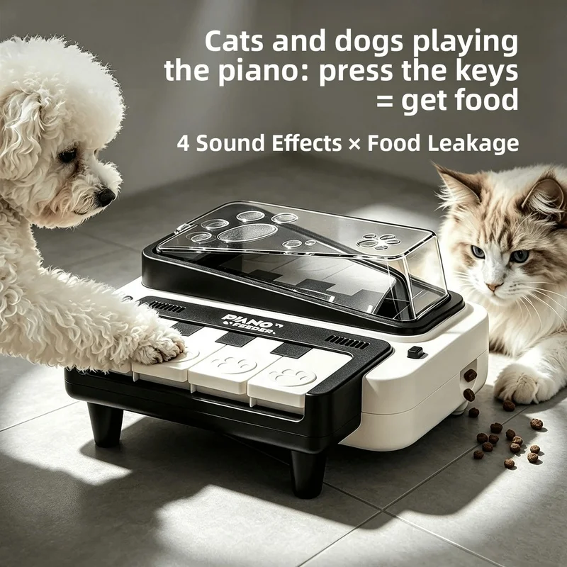 Piano-Shaped Pet Treat Dispenser Halloween Christmas Interactive Musical Feeder Bouncing Sound Toy For Dogs Cats