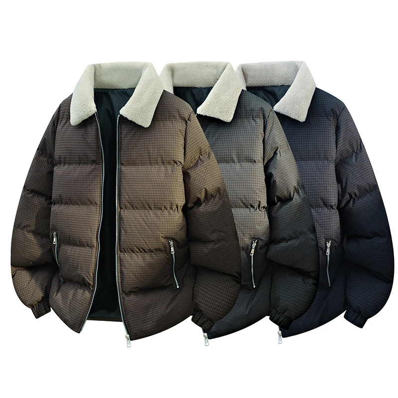 

Men's Stand Collar Printed Padded Coat, Casual Versatile Thick Warm Long Sleeve Padded Coat, Autumn/Winter