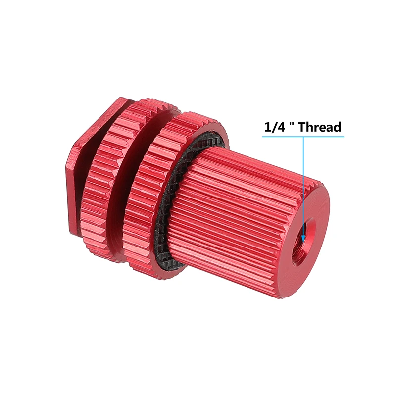 Soporte de zapata para cámara CAMVATE a adaptador de tornillo de rosca hembra de 1/4 "-20 para plataforma de cámara DSLR (rojo)