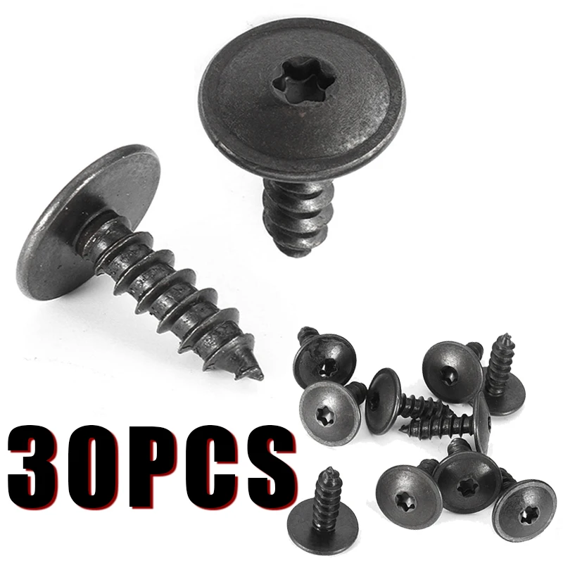 30Pcs 5mm Black Torx Screw Car Engine Under Cover Splash Guard Self-tapping Screws For Audi A4 A3 A5 A6 A7 A8 Q5 For Golf Passat