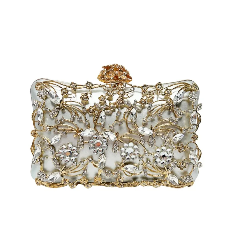 

Shinny Hollow Rhinestone Evening Bag Hard-Surface Diamonds Box Elegant Female Wedding Party Banquet Clutch Bag Sacs À Main
