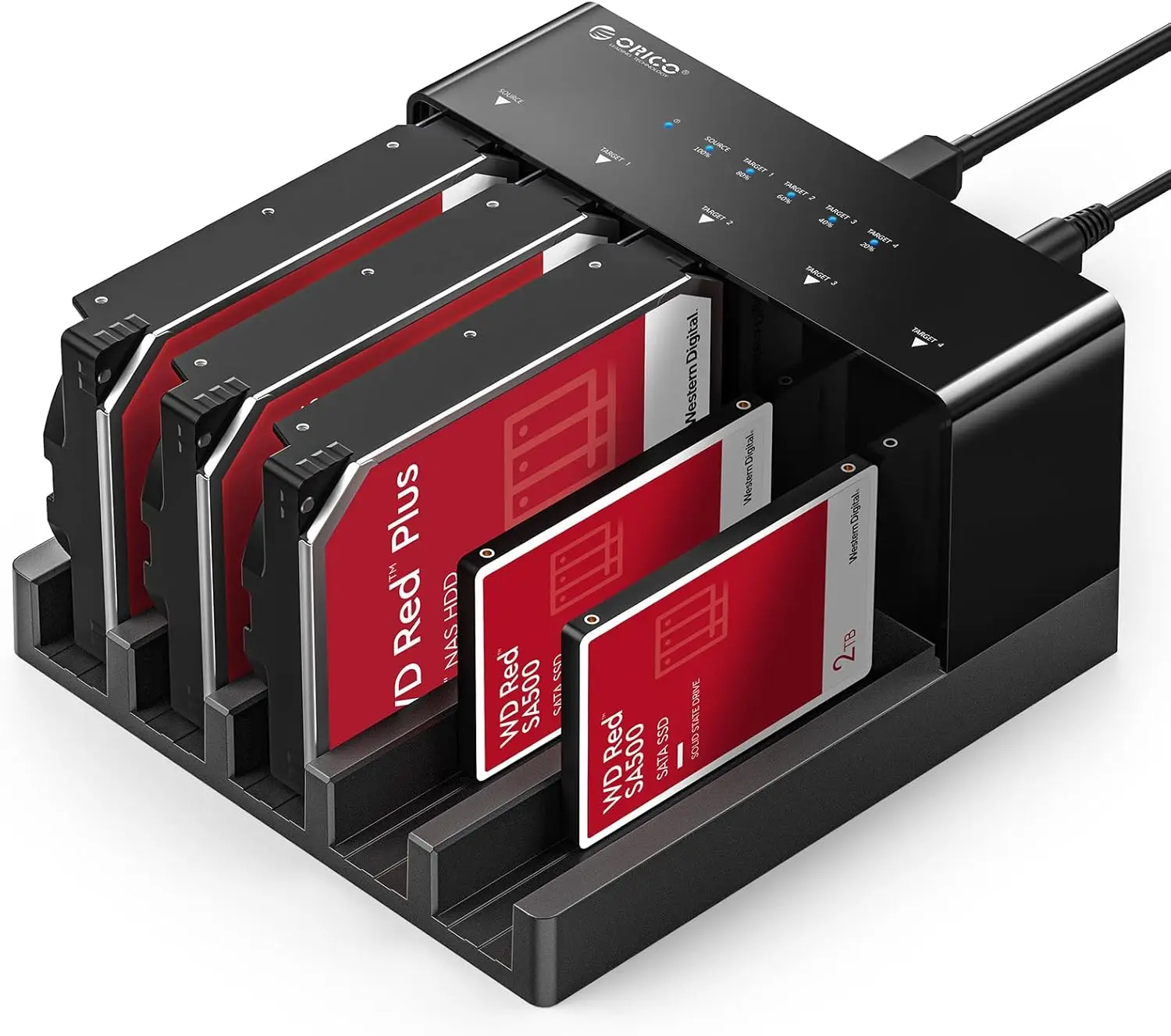 

Док-станция для жесткого диска USB 3.0 с 5 отсеками и автономным клонированием для жесткого диска SATA/SSD, макс. 90 ТБ, Plug & Play