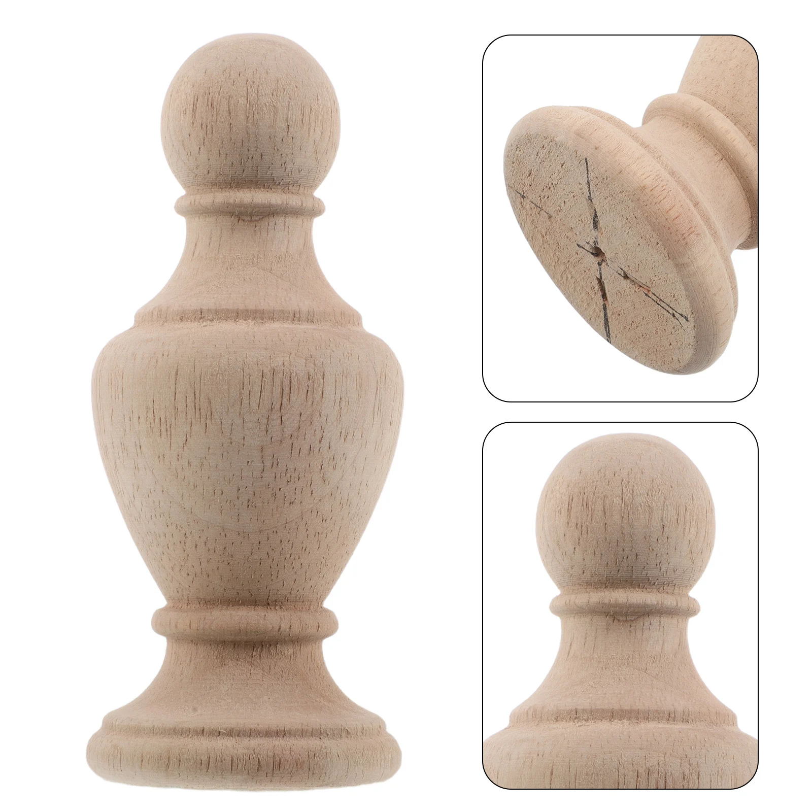 

Unfinished Decorative Wood Finial Stair Post Cap Solid Wood Carved Roman Style Balusters Topper 6x14cm Home Decoration