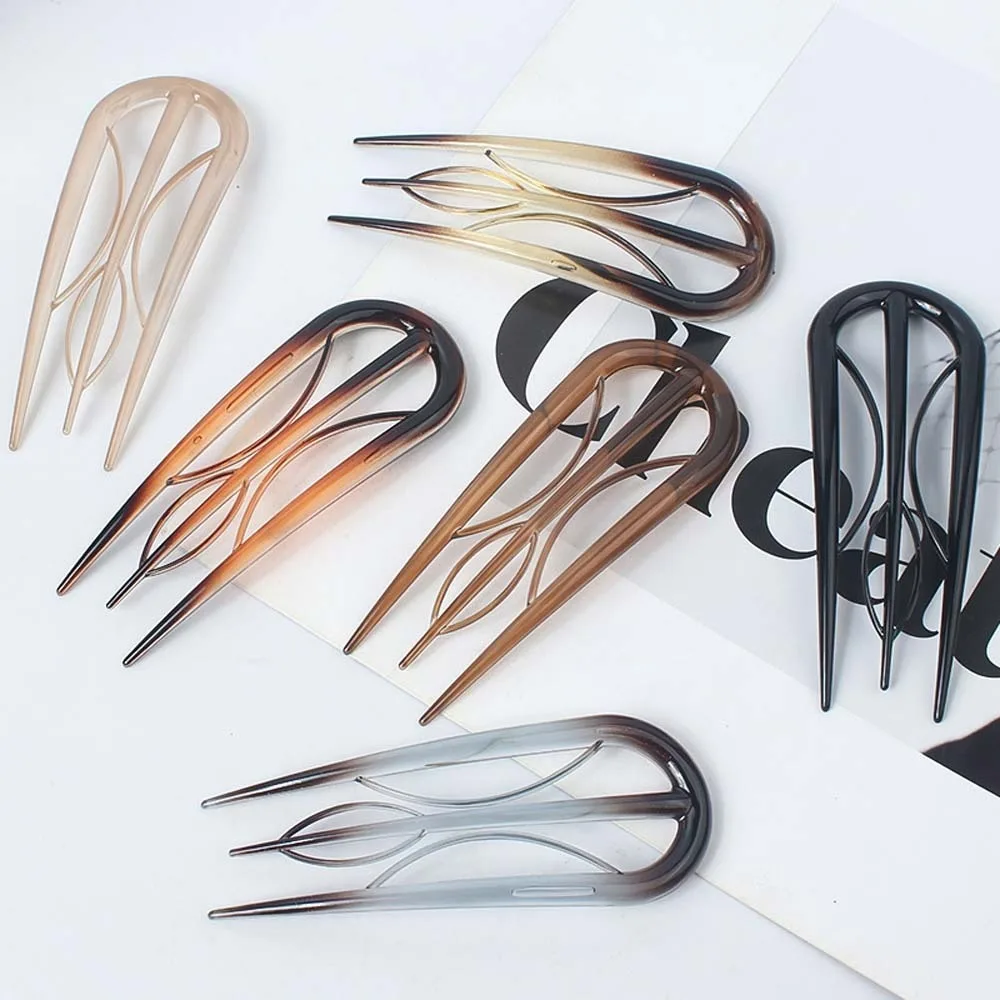 

Geometric Resin Hair Fork Waterproof Hairstyle Tools Leaf U-shaped Hair Stick Chinese Style Hair Accessories Lazy Hairpin Bride