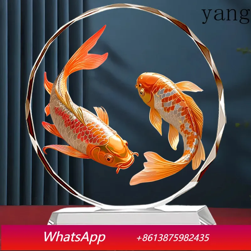 CX double koi crystal ornament, good luck to open the living room office, set the table