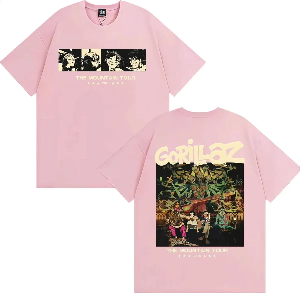 Gorillaz Band The Mountain Tour Graphic 2026 T-Shirt, 100 % Baumwolle, Unisex-T-Shirt für Herren und Damen, Y2k, beliebtes, lässiges Fan-T-Shirt mit O-Ausschnitt – Detail 13