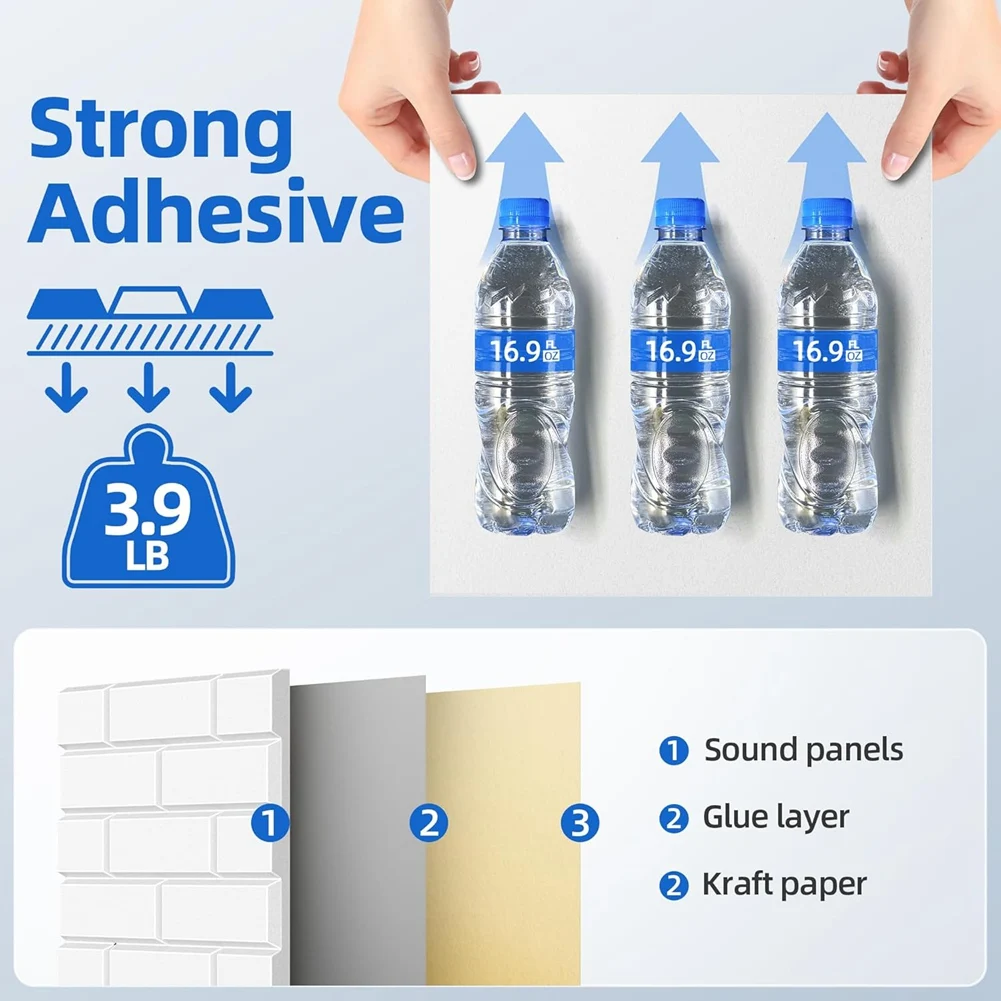ABMS-12 Pack Acoustic Panels With Self Adhesive, 12 X 12 X 0.4Inch Soundproof Wall Panels For Home Studio Office Decor