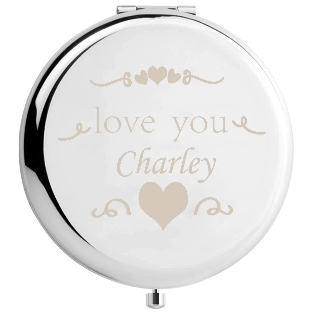 1 STÜCK Sweet Love You Personalisierter Namensgravur-Make-up-Spiegel für Freundin, Ehefrau, Freund, Geburtstagsgeschenk