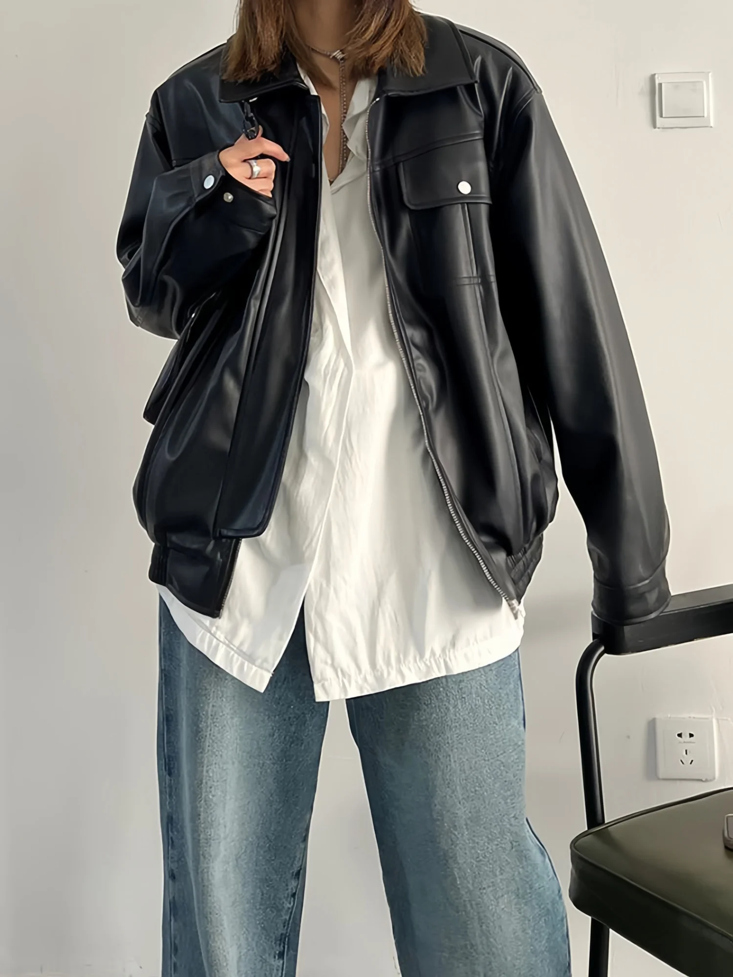 Women's PU Retro Jacket Motorcycle Biker Faux Leather Jacket Coat Female Top Streetwear 2025 Spring Autumn New Fashion Outerwear