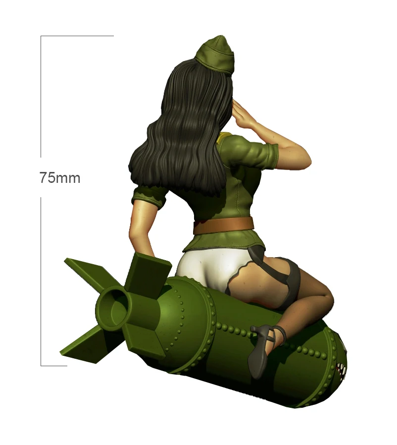 60mm 75mm Resin Model Female Soldier  Missile Unpainted No Color RW-331