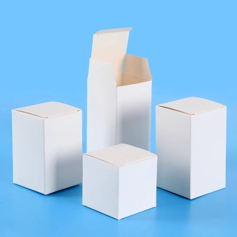 50 Stks/partij 3X3 5X5 6X6 8X8 9X9 10X10Cm Hight 4 ~ 13Cm Kaartpapier Doos Vierkante Lippenstift Parfum Etherische Oliefles Opbergdozen