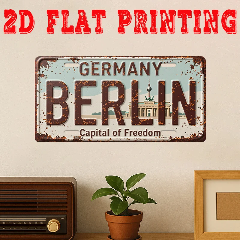 2D Flat, 1pc Vintage Berlin Wall Art Sign - Brandenburg Gate & 