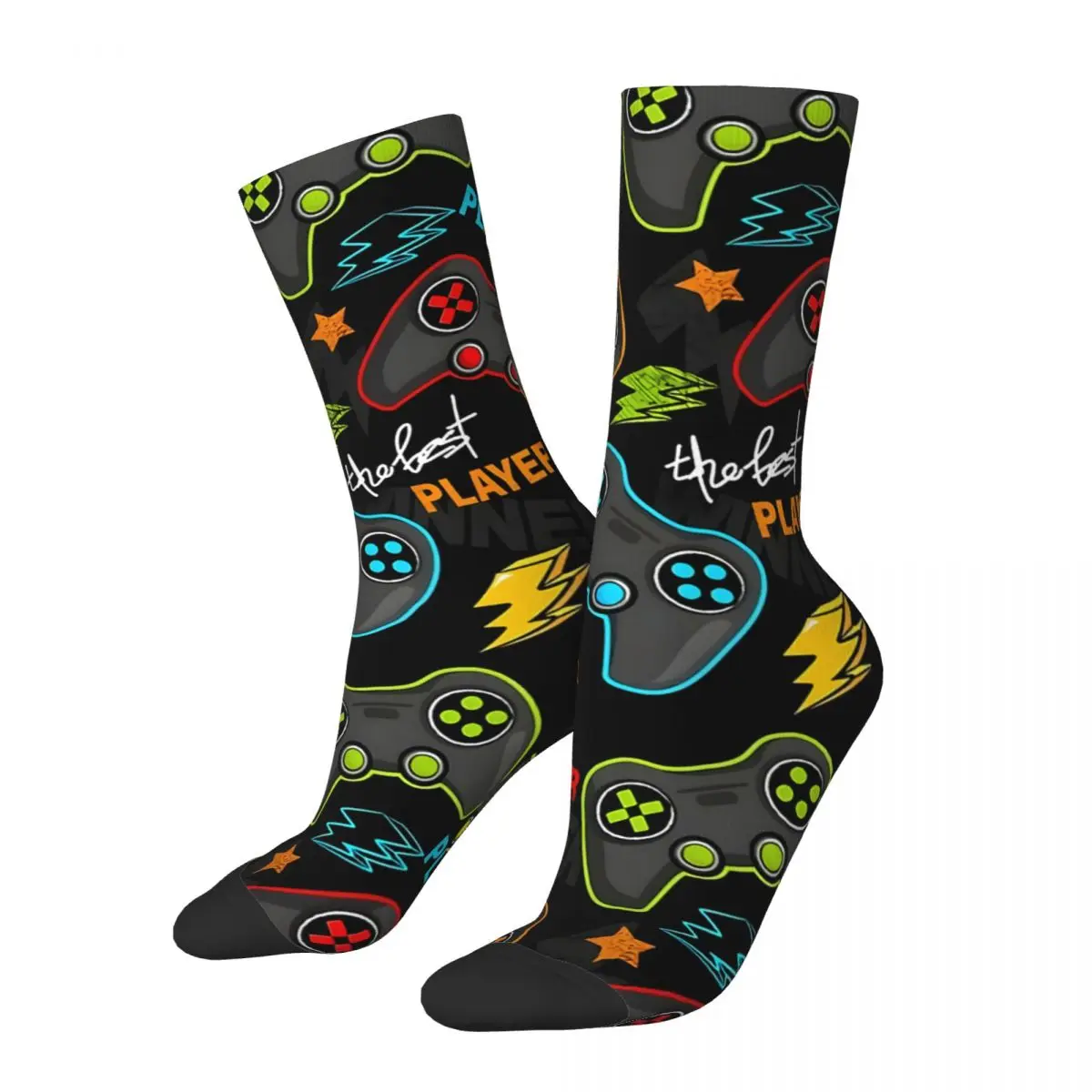 Calcetines de Hip Hop Vintage The Best Player Crazy para hombre, Unisex, controlador de juego, Harajuku, sin costuras, estampado, novedad, regalo