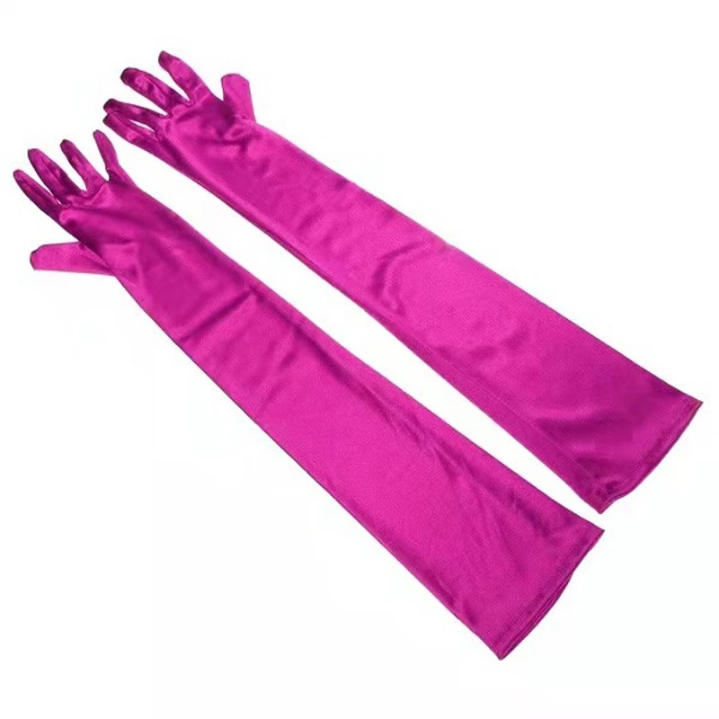 Women's Evening Party Formal Gloves Solid Satin Long Finger Mittens for Events Activities Red White Rose Color Party Cosplay image 6