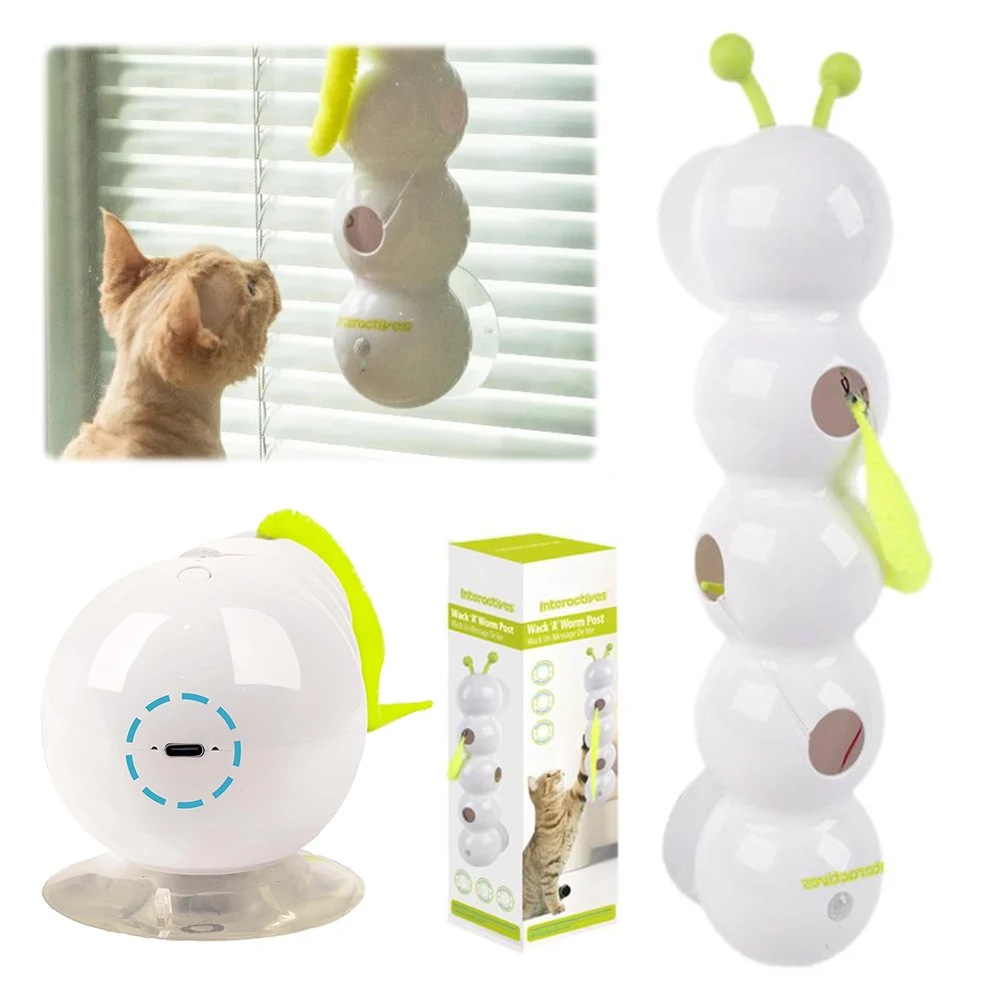 

Caterpillar Interactive Cat Toy Motion Activated Teasing Cat Toy Rechargeable Kitten Toy with Tail for Bored Indoor Cats