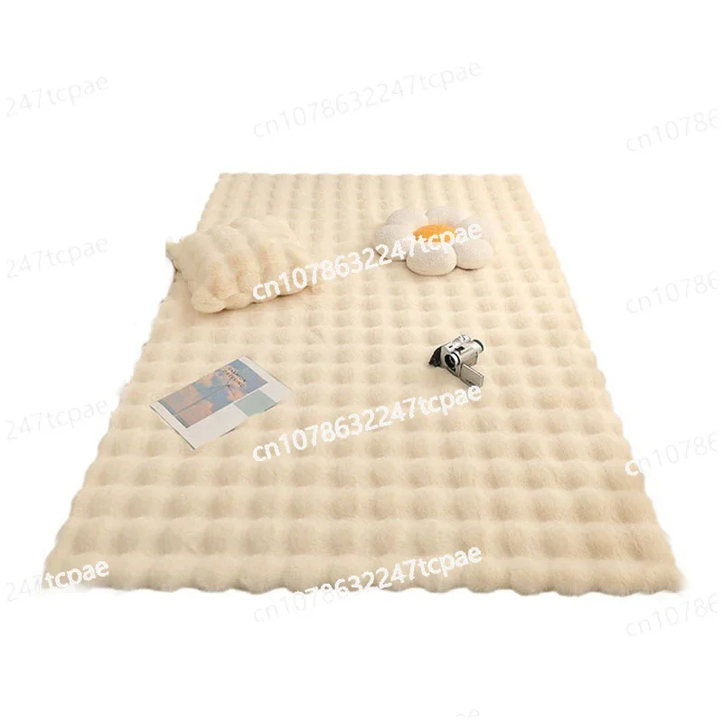 

Cream wind bubble fleece carpet bay window mat bedside blanket imitation rabbit plush floor mat livingroom advanced tatamicarpet