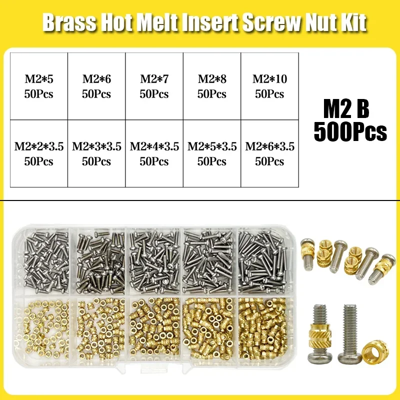 420/500Pcs Stainless Steel Heat Insert Nut TS100 Brass Hot Melt Insert Nuts for Welding Internal Thread Head Bolt Insert view 5
