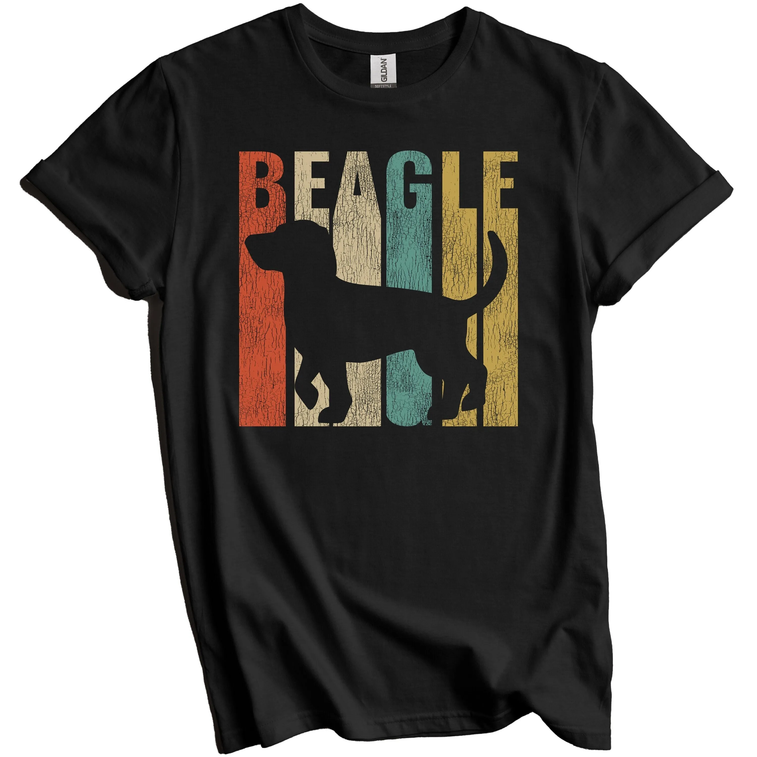 Beagle T Shirt Retro For Owner 1960'S 1970'S Vintage Style Dog Silhouette Cracked Worn Distressed Look