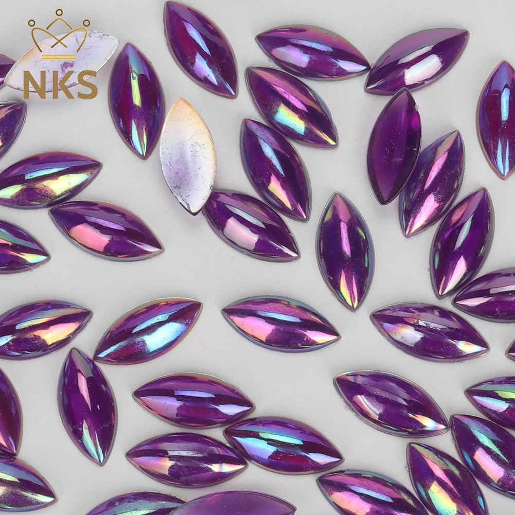 NKS Hot Selling 100pcs Horse Eye Rhinestones Applique Flat Back Glue On Acrylic Rhinestones For Clothing Accessories Bags shoes