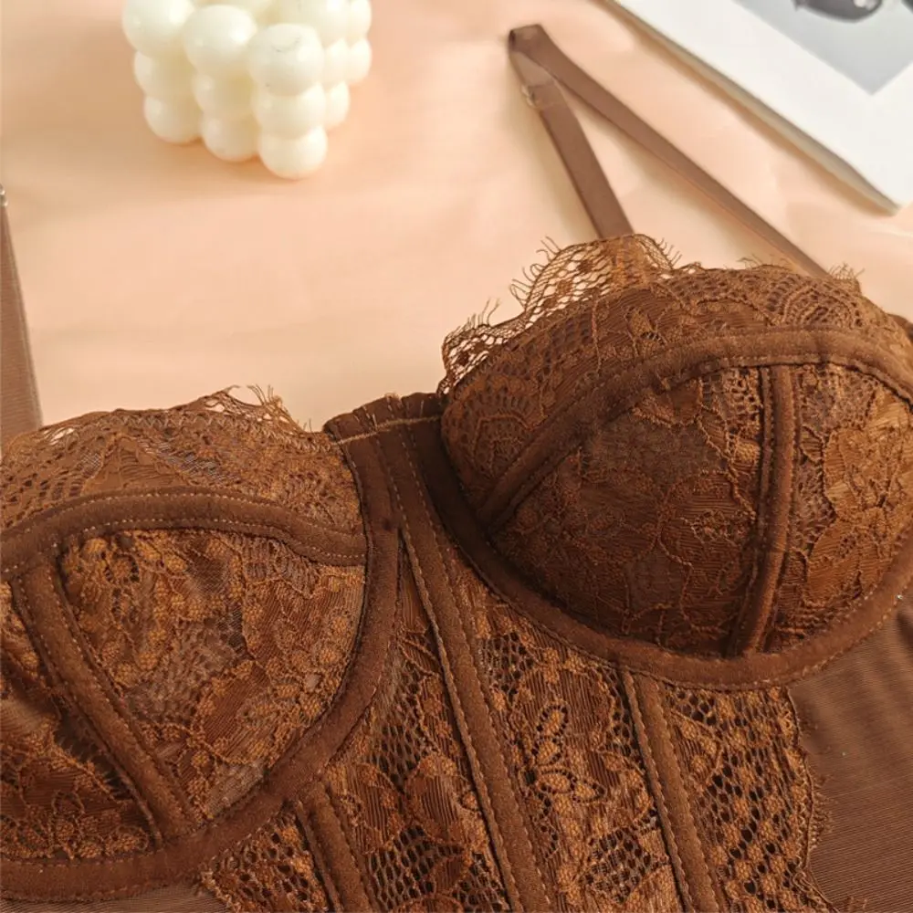 Elastic Hollow Lace Camisole Transparent Slim fit Lace Corset Tanks Sleeveless Crop Tops Travel