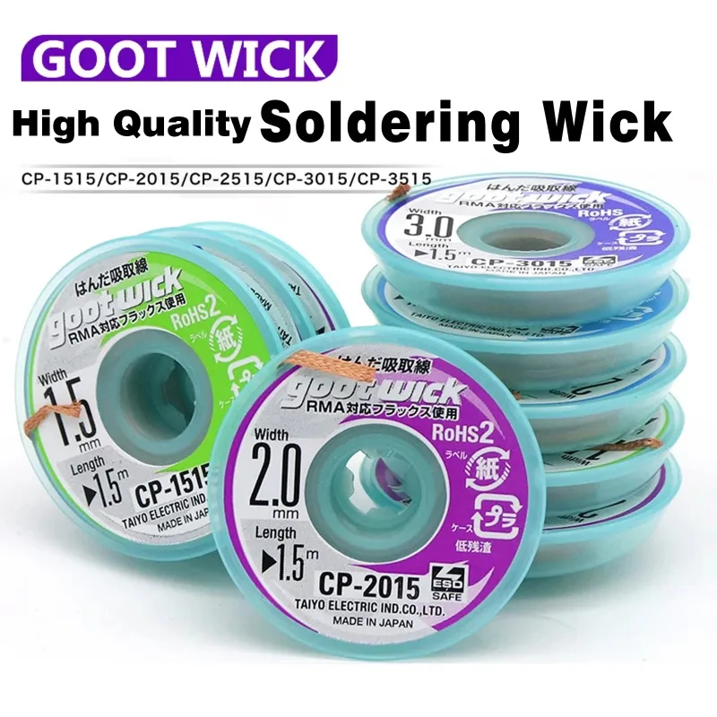 

Goot Wick CP1515/2015/2515/3015 Desoldering Braid Wick Fast Solder Absorption for PCB Phone Electronic Repair