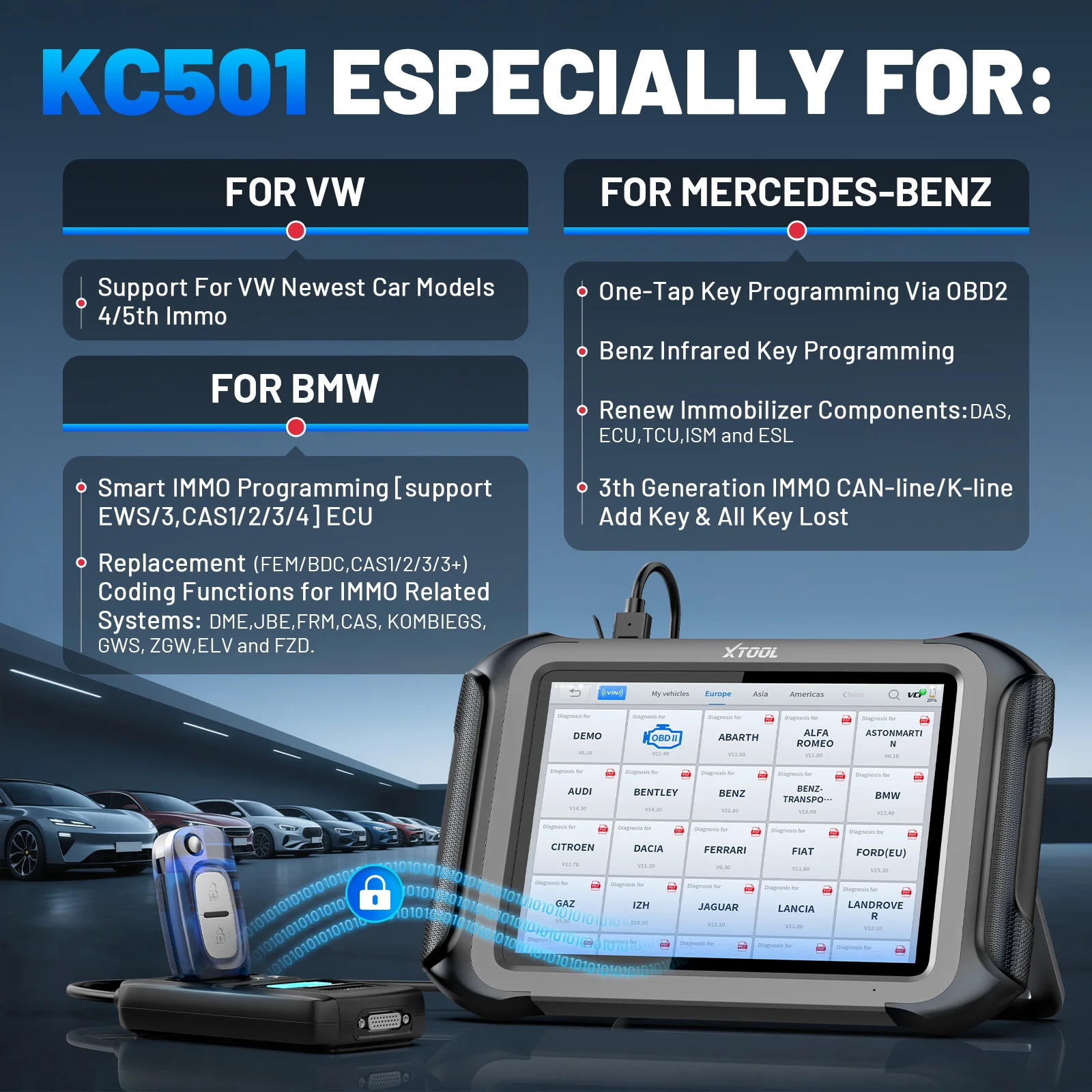 Picture 5: XTOOL X100Max Car Key Programming Tools With KC501 For All Key Key Key driver Car Tool ECU Coding 42 + Reet IMMO program Key OBD2 bi-directional Control Scanner 2 Years Free up