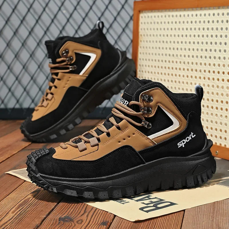 

Large Men's Shoes Autumn New Item Thick Soled Lightweight Sports Shoes Outdoor Anti Slip and Wear-resistant Workwear Shoes