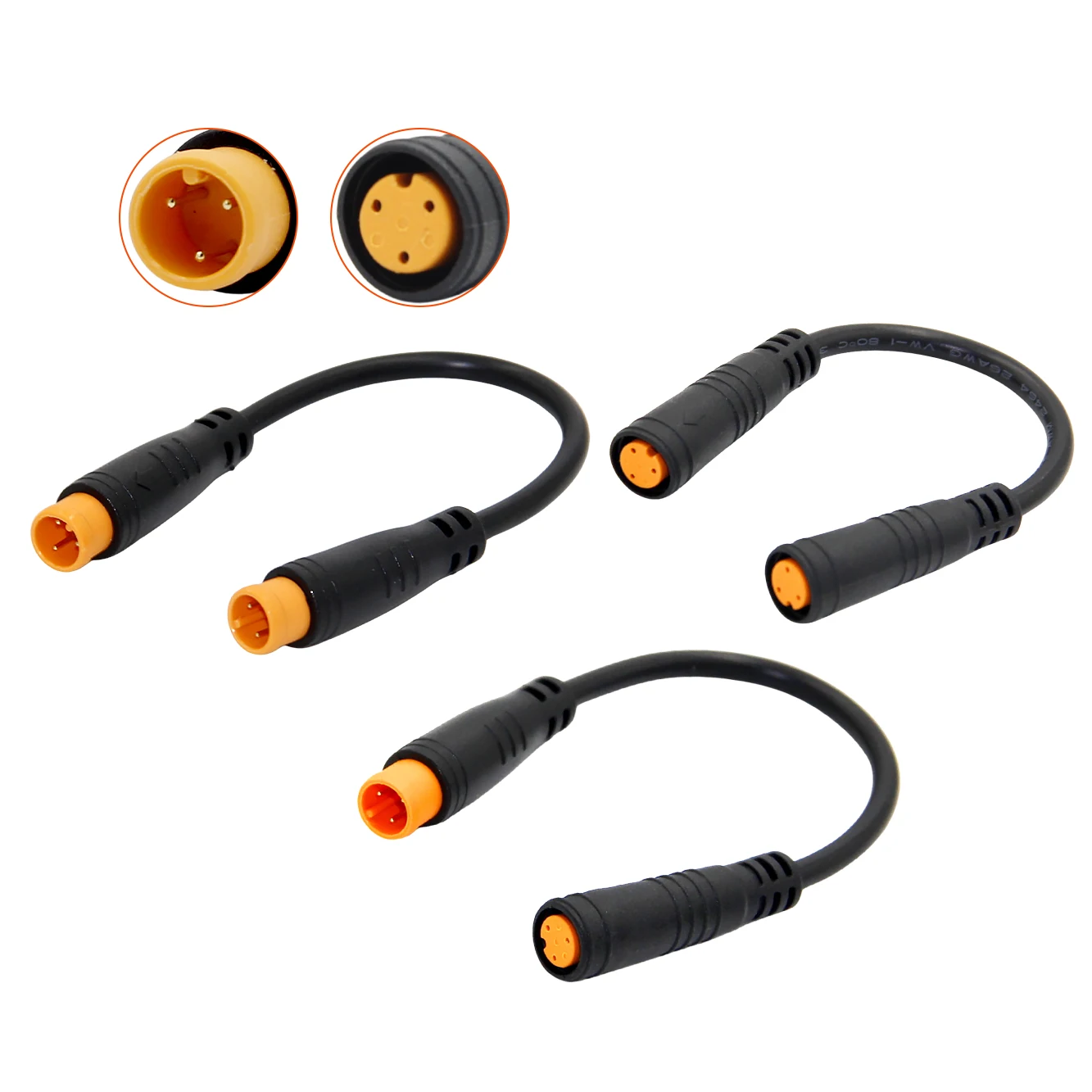 M8 12.8CM 3Pin Waterproof Connector Wire, Male to Male/Male to Female/Female to Female for E-Bike Brake Signal Sensor image 4