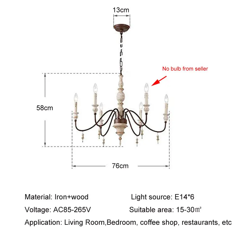 Imagem -04 - Americano e Francês Vintage Madeira Pingente Luz Ferro Pingente Luzes Criativo e Simples Sala de Estar Sala de Jantar Quarto Cozinha Café