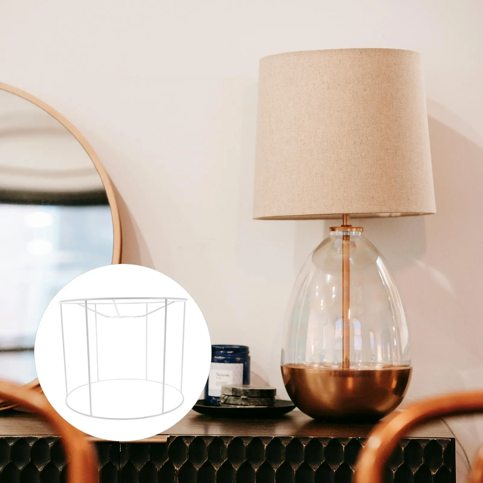 

28X28X21.8Cm Round Lampshade Frame Iron Diy Support For Table Pendant Lights Home Wedding Decoration Metal Light Fixture Cover