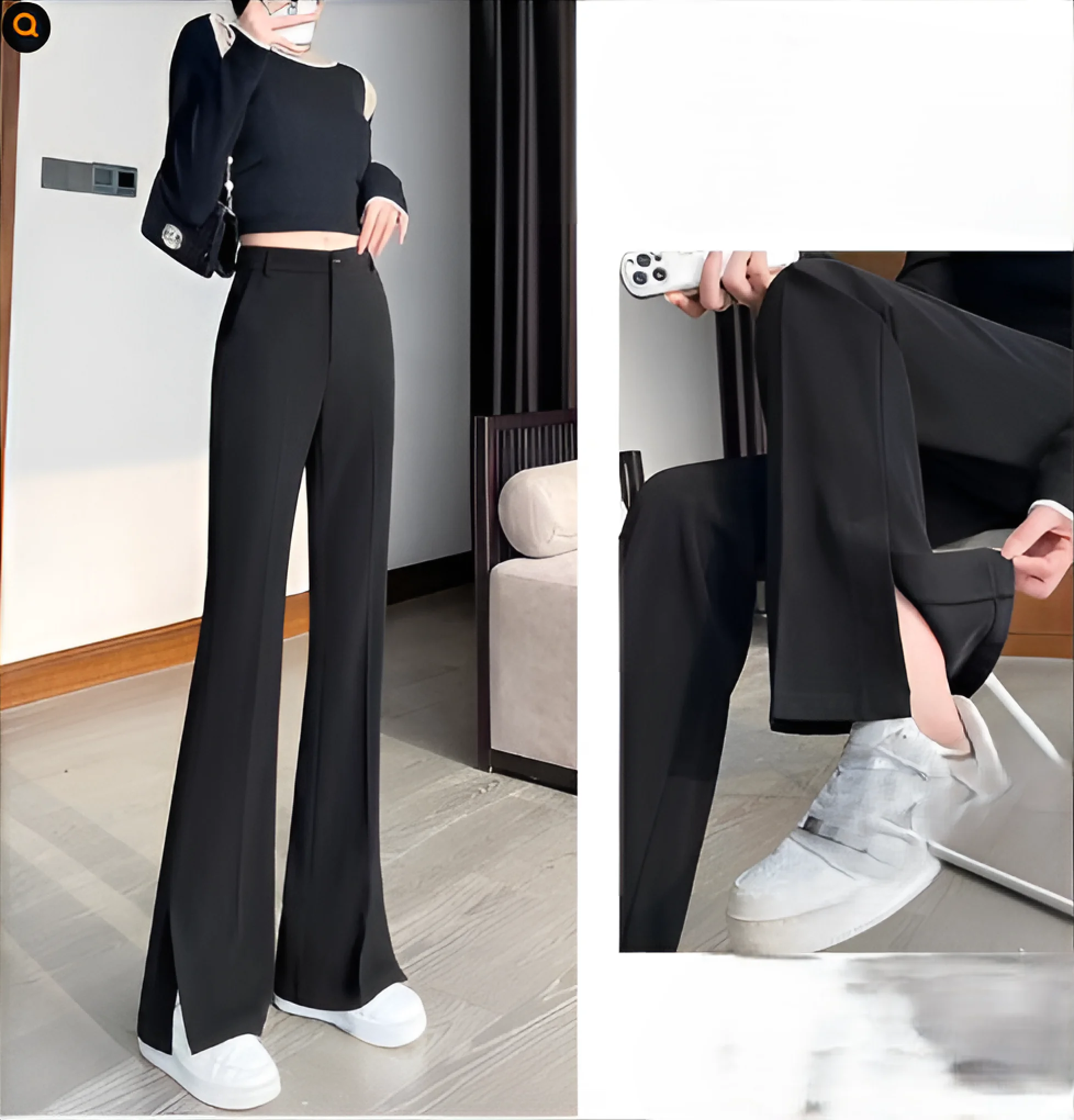 

Брюки Bootcut Kawaii, женские нарядные детали, однотонные, однотонные, базовые, украшенные, с вышивкой, с цветочным принтом, в полоску, блок GF