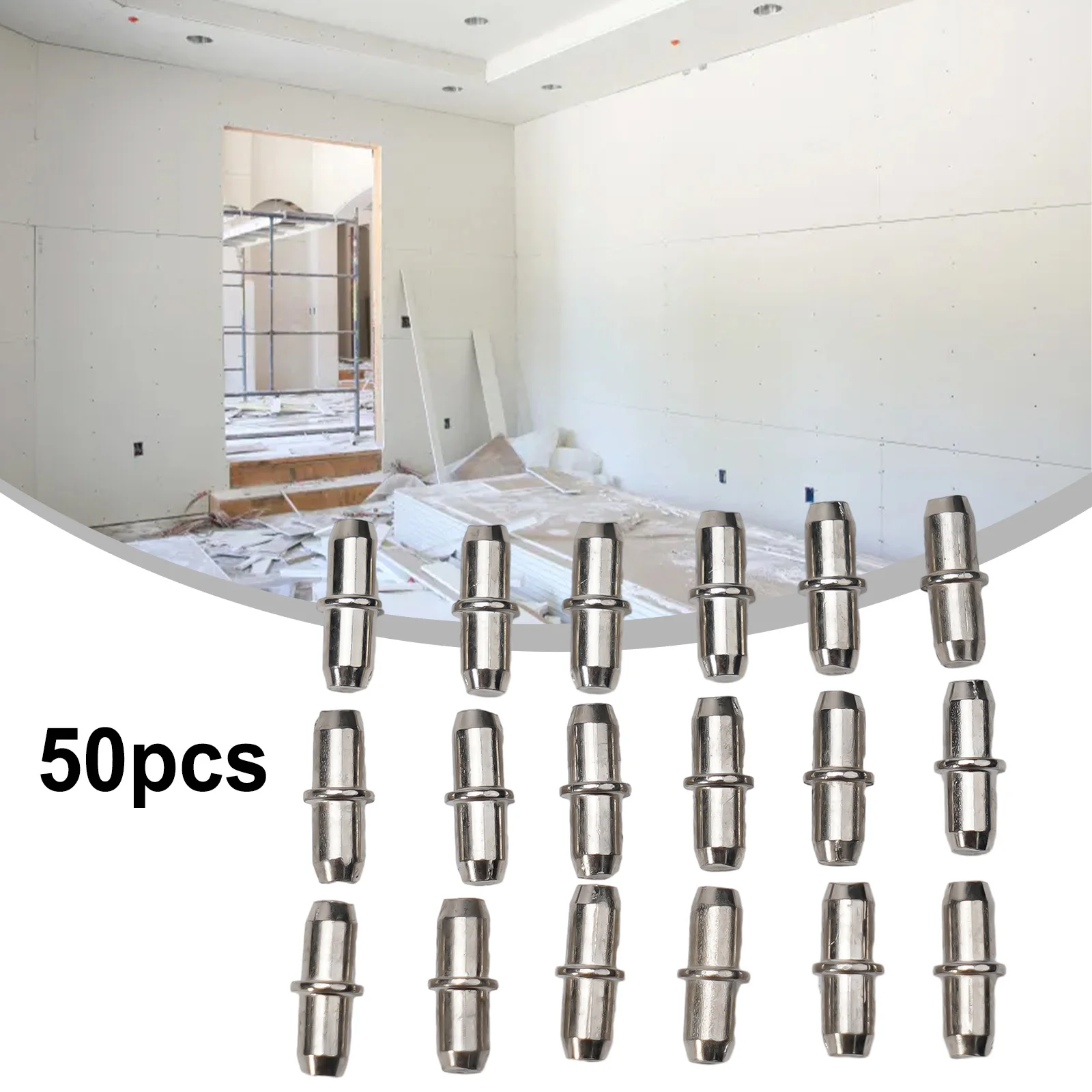 50 Pack Shelf Support Pegs Nickel Coated for Cabinet Furniture Closet Bookcase Wardrobe Locker Supporting Shelf Reconfiguration