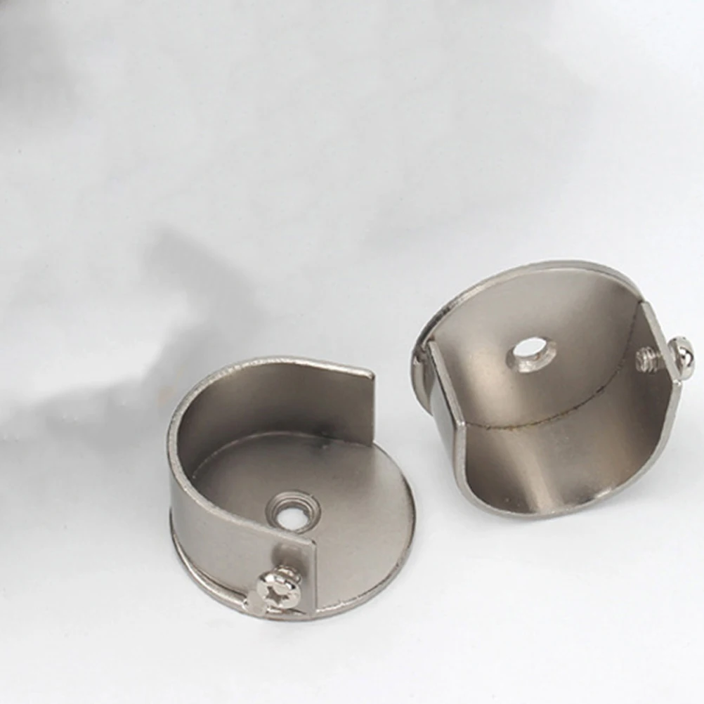 

4pcs Curtain Rod Wall Bracket Stainless Steel Silver Pole Support Reusable U-Shaped Socket Multi-Scene Use for Bathroom