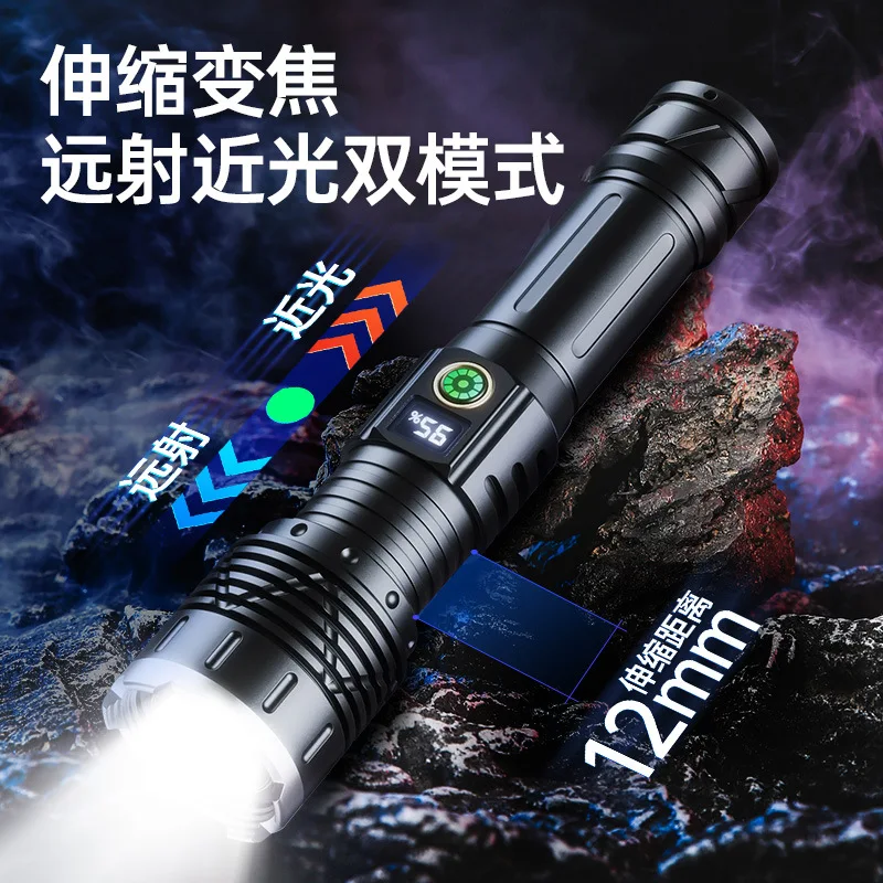 

Outdoor white laser long-range flashlight aluminum alloy zoom USB charging long endurance long-range flashlight