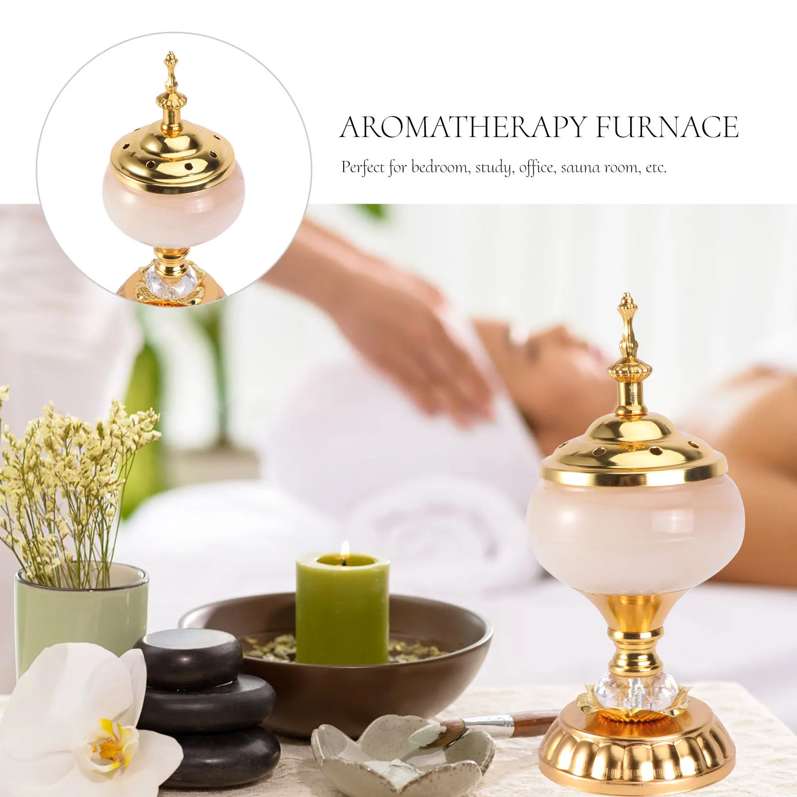 

1Pcs Metal Aroma Burner Portable Aromatherapy Furnace Simple Operation Indoor Incense Holder Decorative Censer for Bedroom