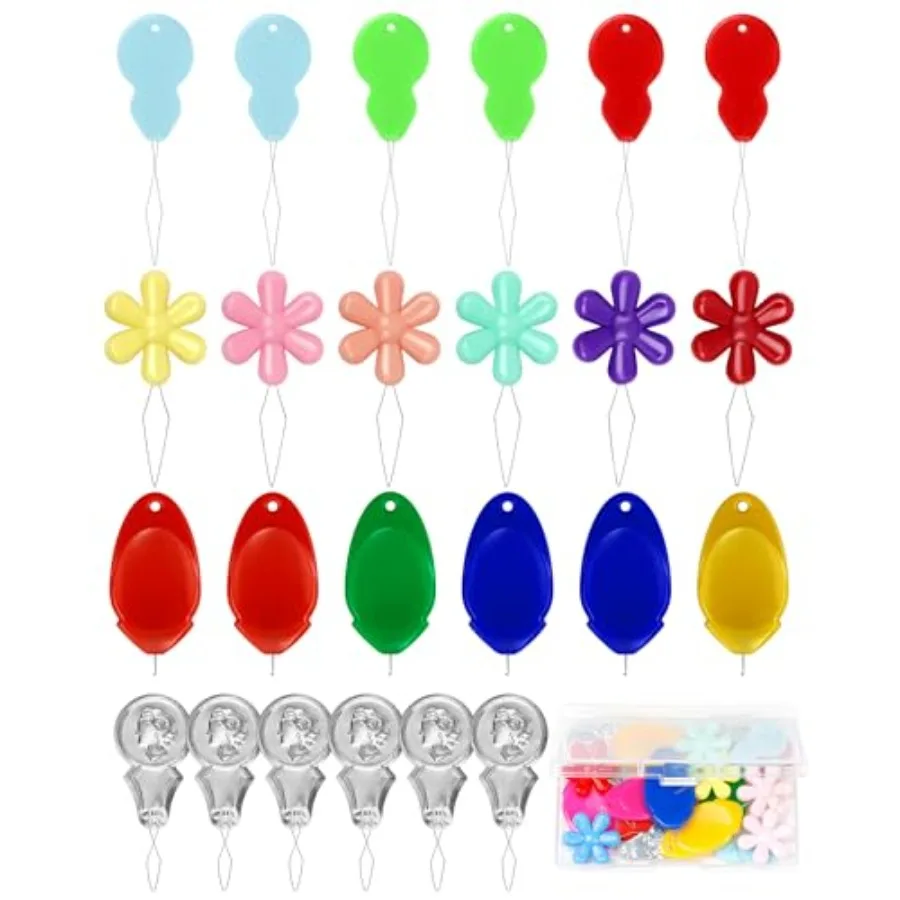 Needle Threaders Kit 24 PCS Needle Threader for Hand Sewing, 4 Type Simple Needle Threaders for Needles, Needle Threader for Se