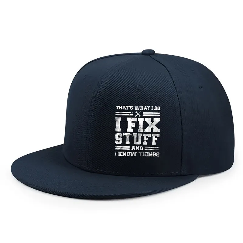 I Fix Stuff Distressed Letter Flat-Brim Hat Unisex Hip-Hop Outdoor Street Sport Cap