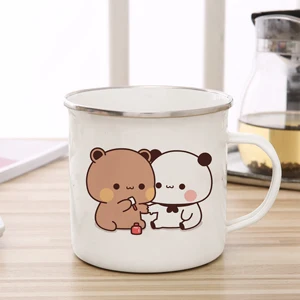 Leite dos desenhos animados mocha urso peito e doodle esmalte copo de café xícara de chá bonito animal café da manhã sobremesa 11oz leite copo de água casal presente 10 principais vendas copo pequeno almoço - №10