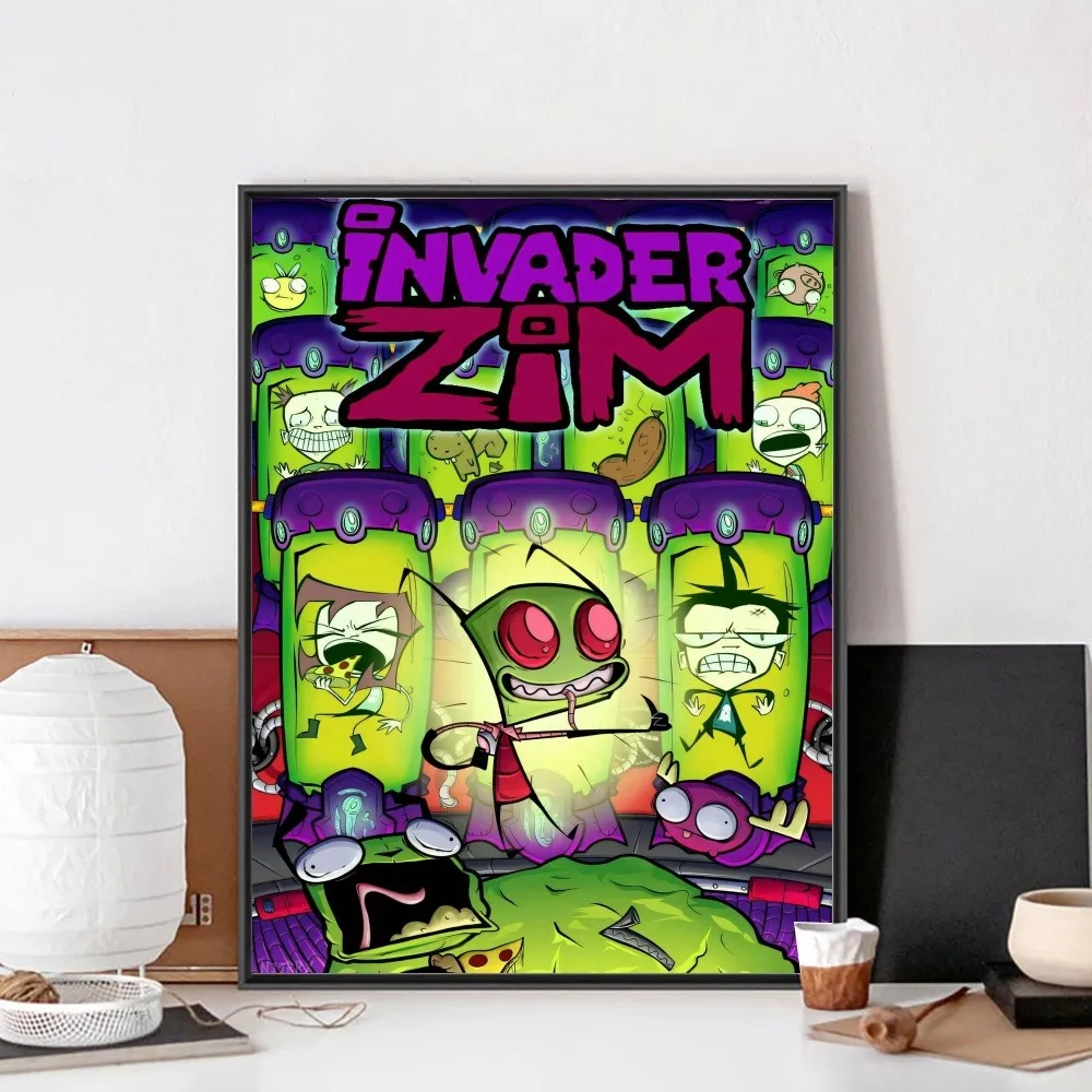 Invader Z-Zim Cartoon Poster No Framed Poster Kraft Club Bar Paper Vintage Poster Wall Art Painting Bedroom Study Stickers