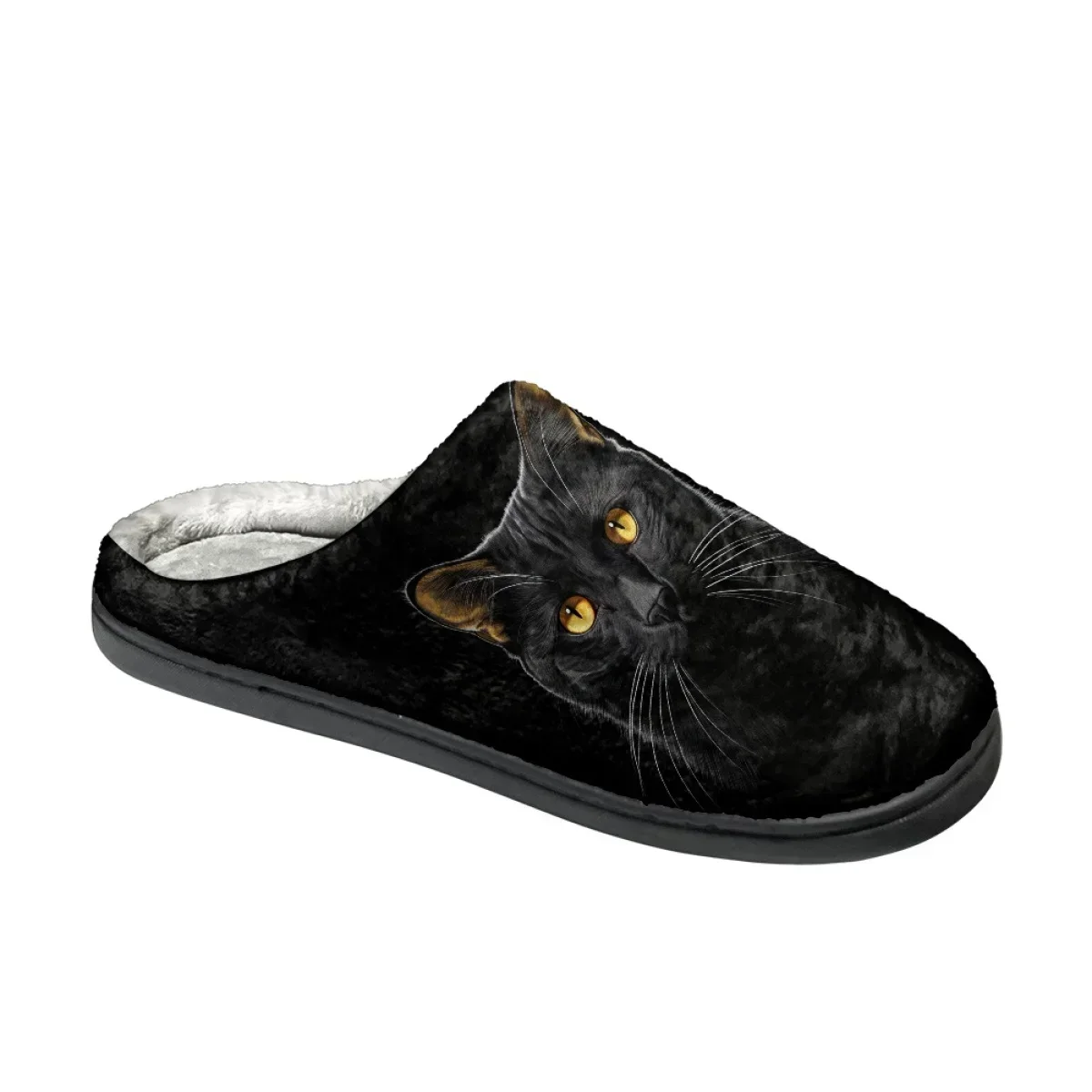Fashion Black Cat Printed Women Cotton Slippers Non-slip Ladies Home Shoes Dropshipping Comfortable Flats Couples Slides Slipper - view 4