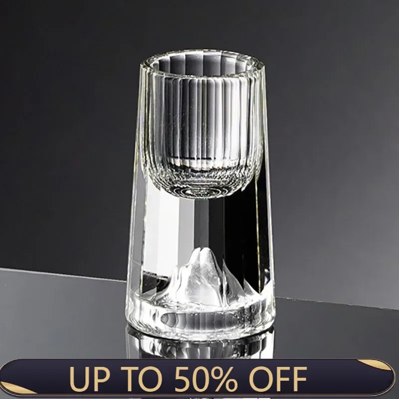 Vaso de Cristal para Chupitos de Sake Japonés, Soju Coreano, Brandy, Vodka, Copas de Vino Gold Mountain, Regalo para Amantes de las Bebidas Espirituosas