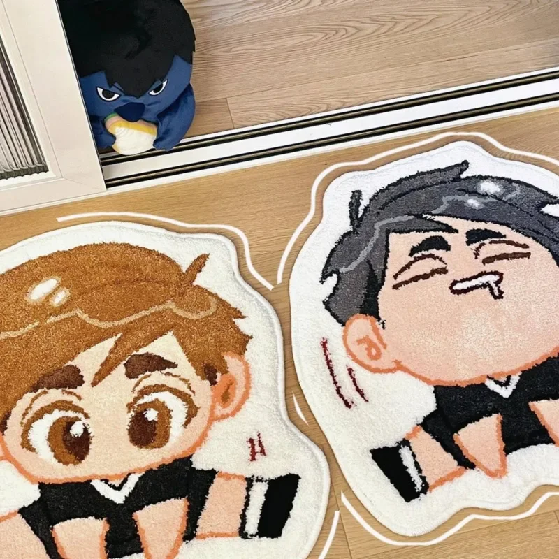 Anime Volleyball Plush Rug Cute Cartoon Floor Mat Soft Fuzzy Bedroom Living Room Door Carpet Bathroom Non Slip Area Rug Gift