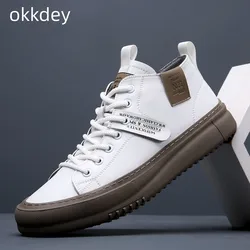 Męskie skórzane trampki buty sukienka projektant mody platformy wysokie góry skórzane Casual Outdoor mieszkania buty nowe wiosną lato