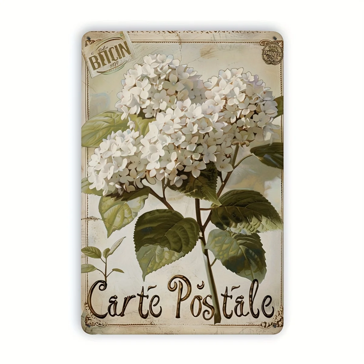 Vintage Hydrangea Metal Wall Art Plaque -  | Antirouille & Waterproof, for Home, Bar, Café, Garage Decor | Easy Installation wit