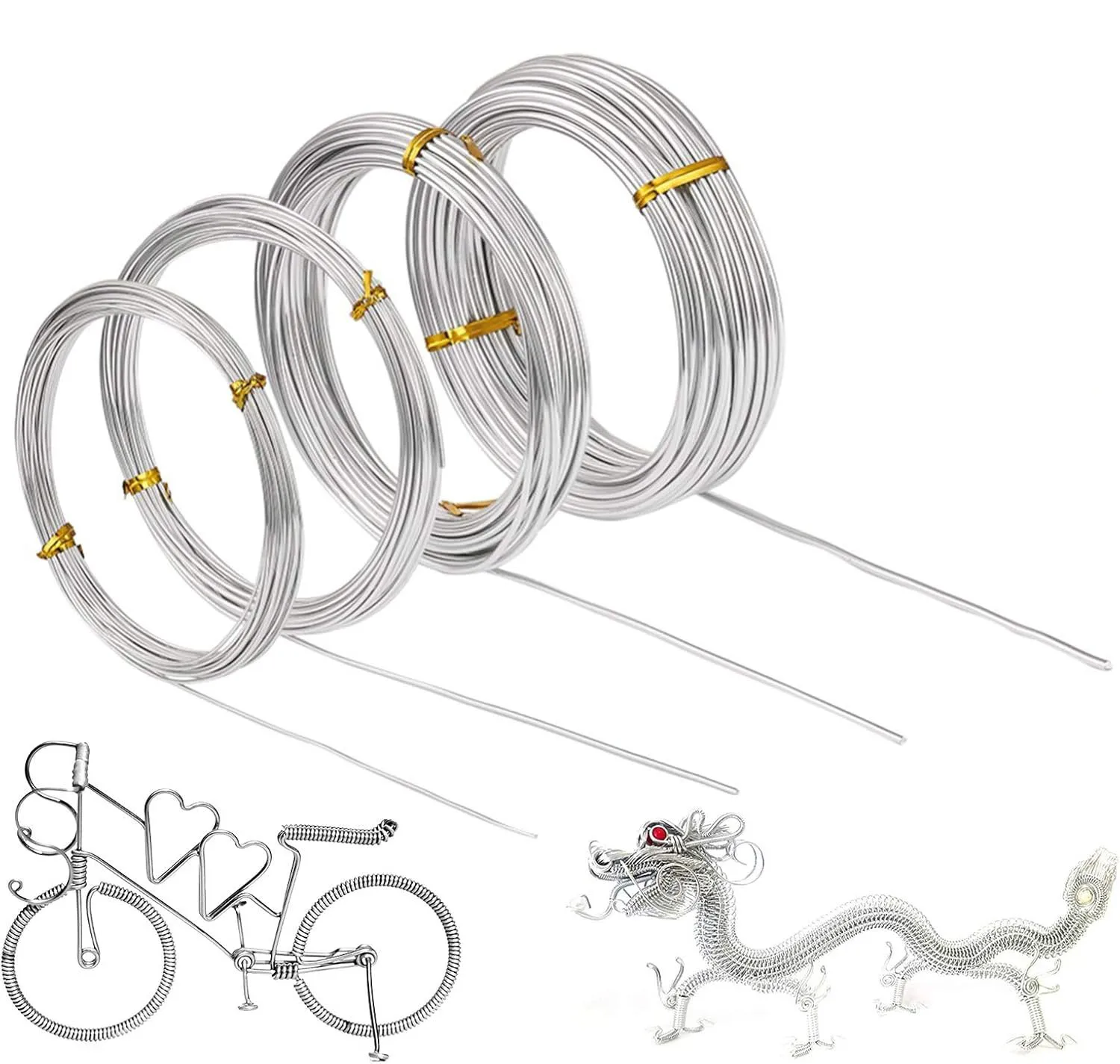 Aluminum Craft Wire, Bendable Metal Wire for Sculpting, Bike Modelling Skeleton Crafting Floral Making, Jewelry Making,